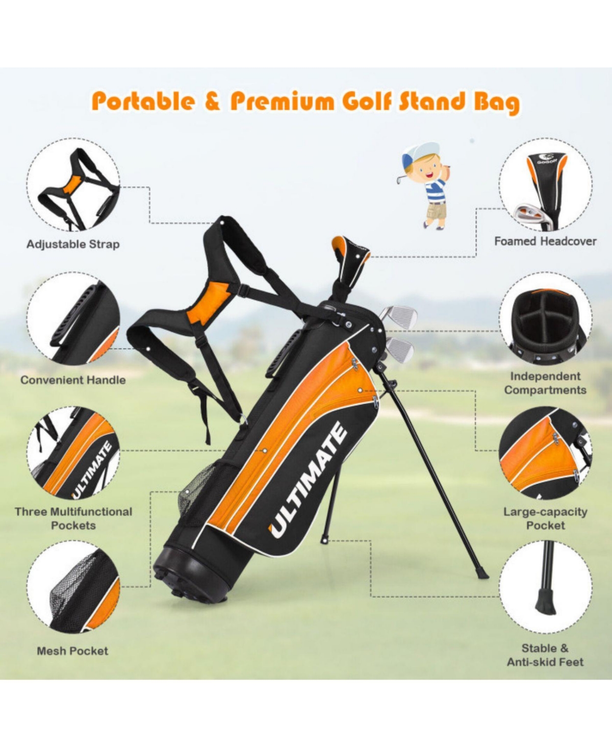 Junior Complete Golf Club Set For Age 8 to 10