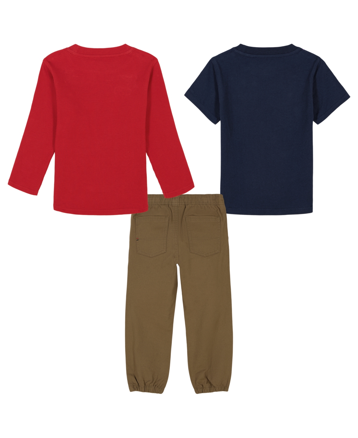 Tommy Hilfiger Baby Boy Short Sleeve Tee, Long Sleeve Thermal And Twill Joggers 3-piece Set In Assorted