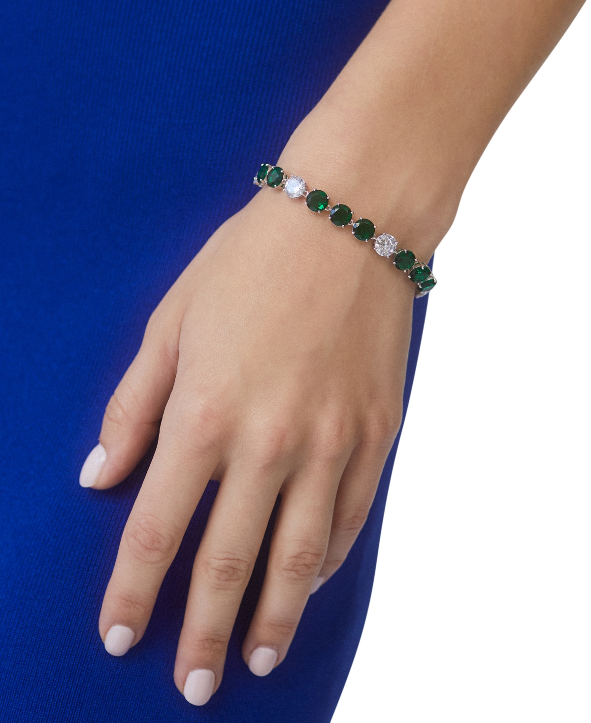 Eliot Danori Silver-Tone Cubic Zirconia Hinge Bracelet -Green