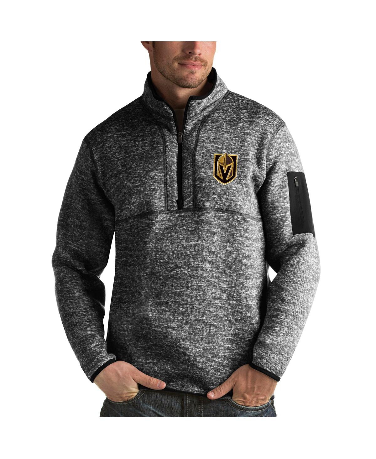 Antigua Men's Charcoal Vegas Golden Knights Fortune Half-zip Pullover Jacket In Charcoal