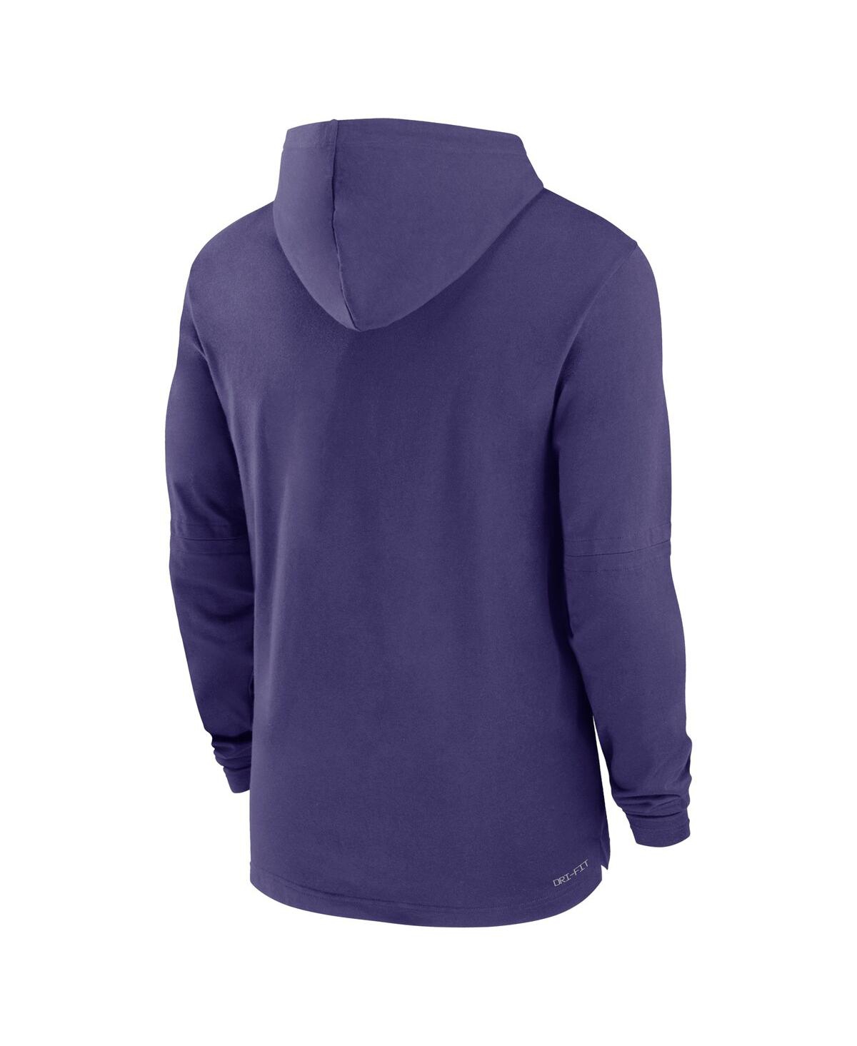 Nike Men'sClemson Tigers Sideline Hoodie Performance Long Sleeve T-Shirt - Purple