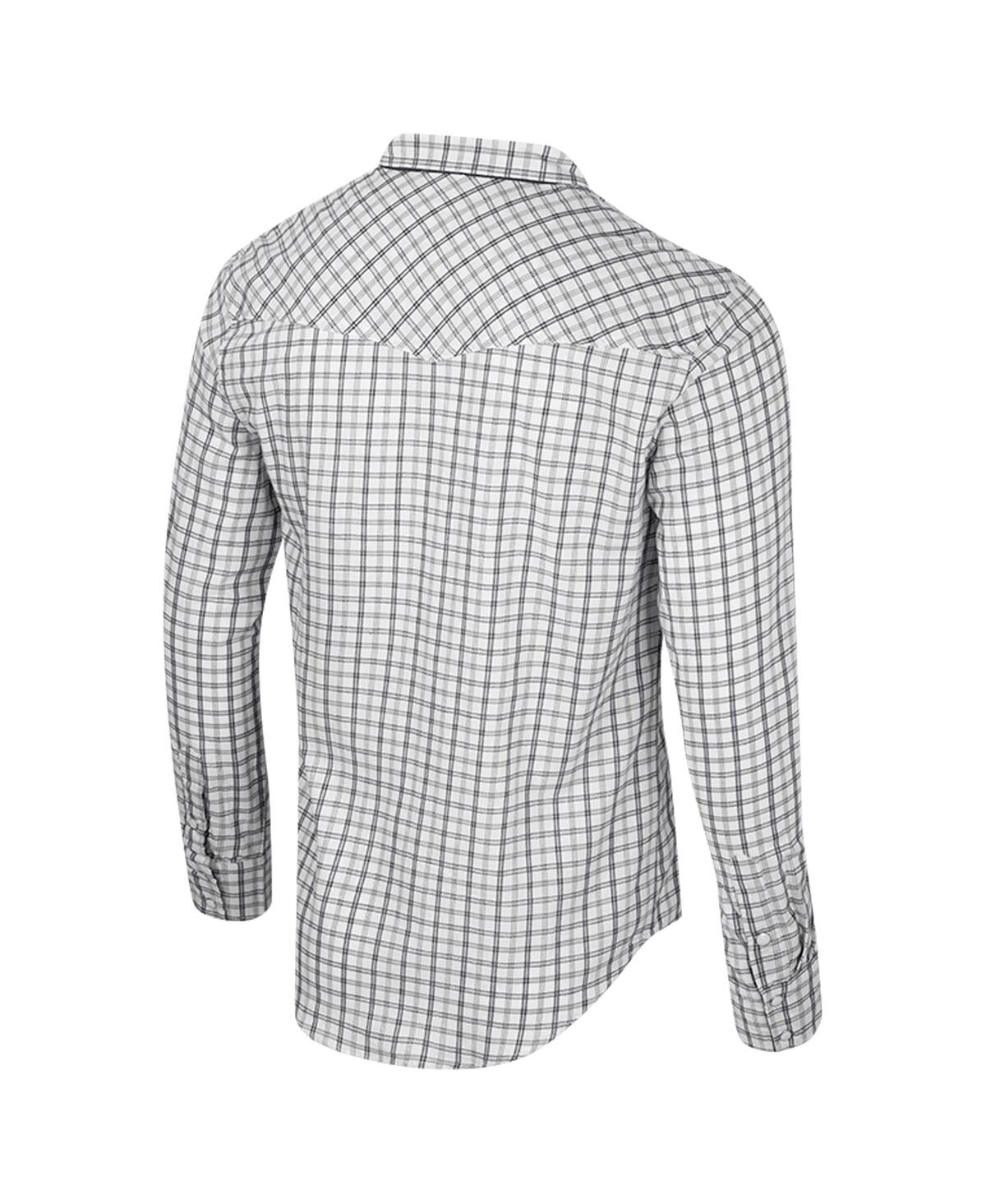 Colosseum x Wrangler Men'sTexas Longhorns Plaid Window Pane Long Sleeve Full-Snap Shirt - White