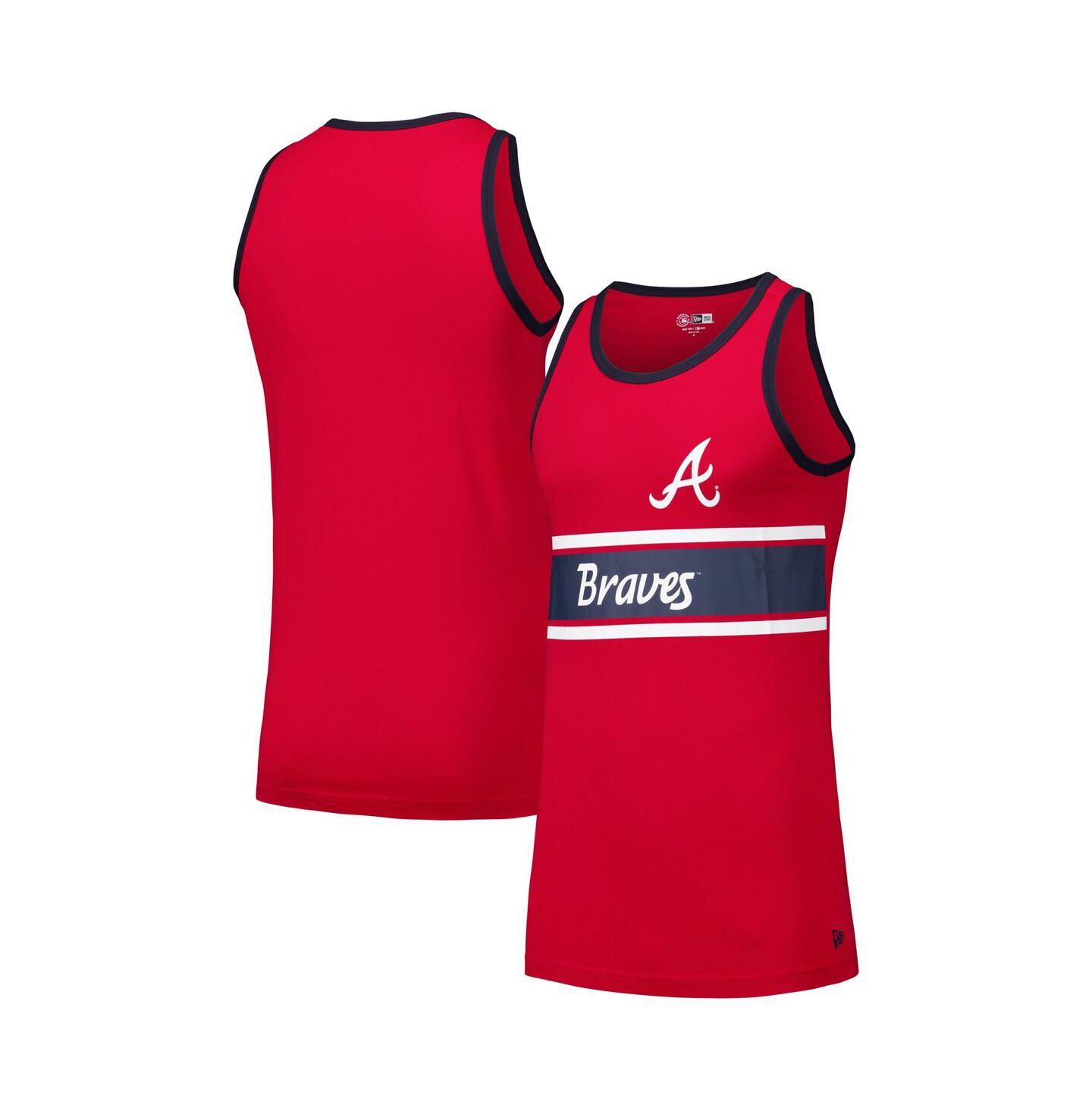 Мужской топ New Era Red Atlanta Braves Jersey Ringer — фото 1