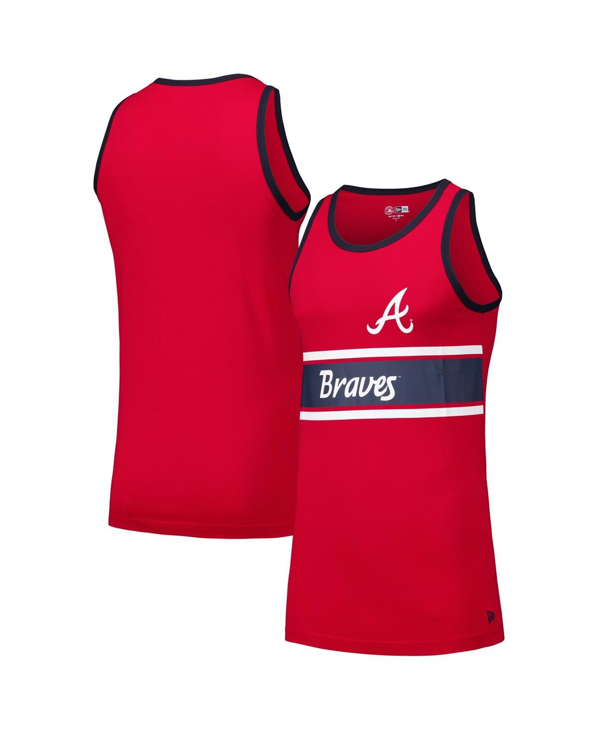 NEW ERA MEN'S RED ATLANTA BRAVES JERSEY RINGER TANK TOP 