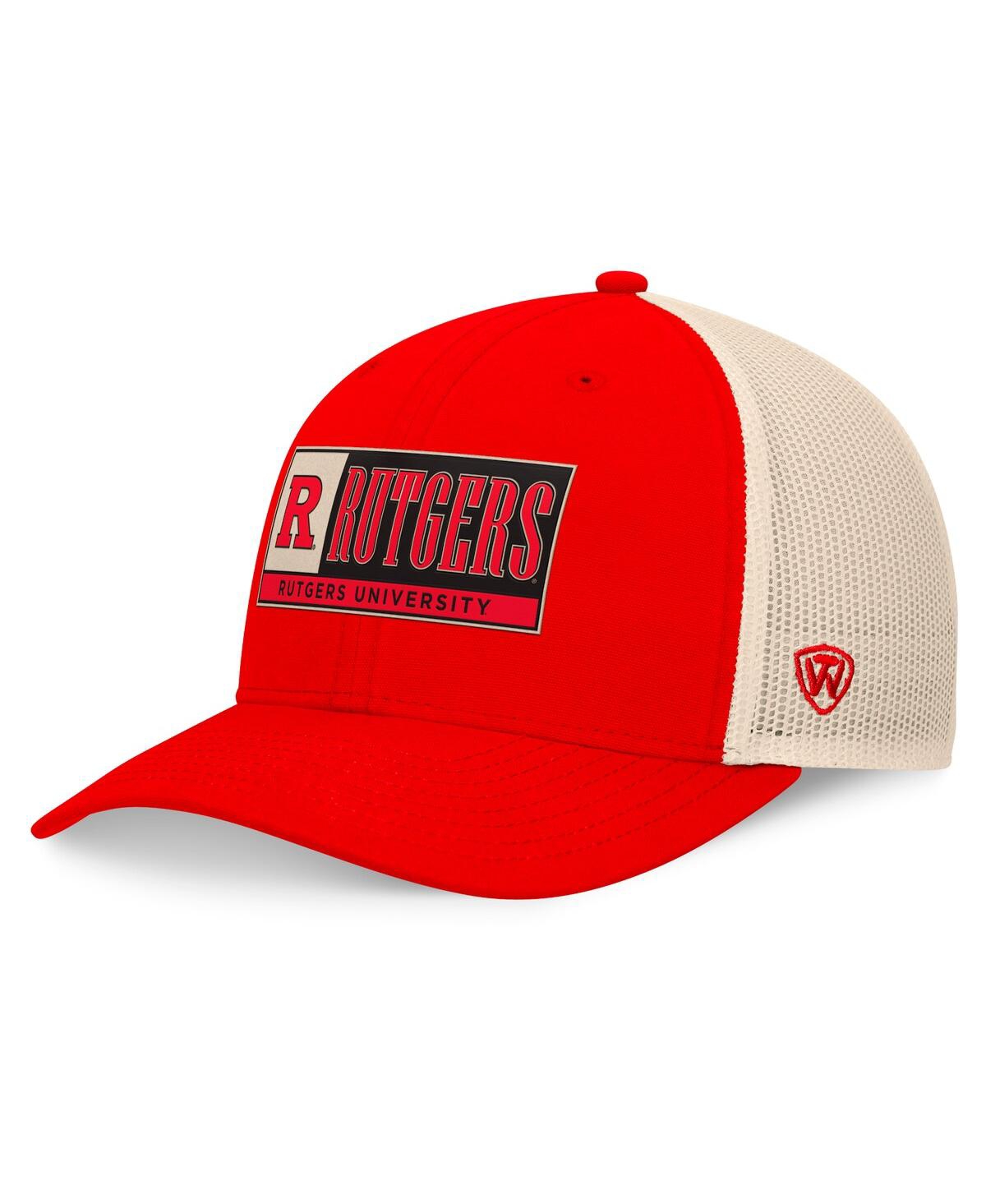 Top Of The World Men's Scarlet/natural Rutgers Scarlet Knights Bennett Trucker Adjustable Hat In Red,natural