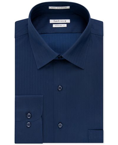 Van Heusen Solid Herringbone Dress Shirt - Dress Shirts - Men - Macy's