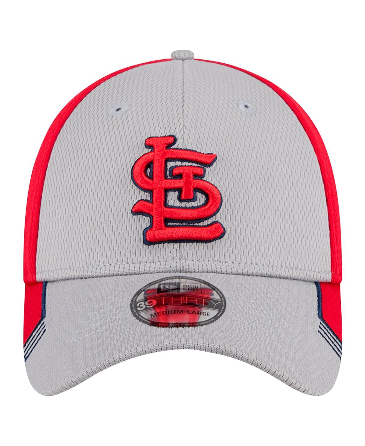 New Era Men'sRed St. Louis Cardinals Visor Trim 39THIRTY Flex Hat - Gray, Red