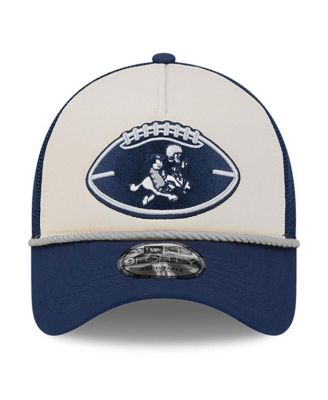 Men's Stone/Navy Dallas Cowboys 2024 Sideline Historic 9FORTY A-Frame Trucker Adjustable Hat