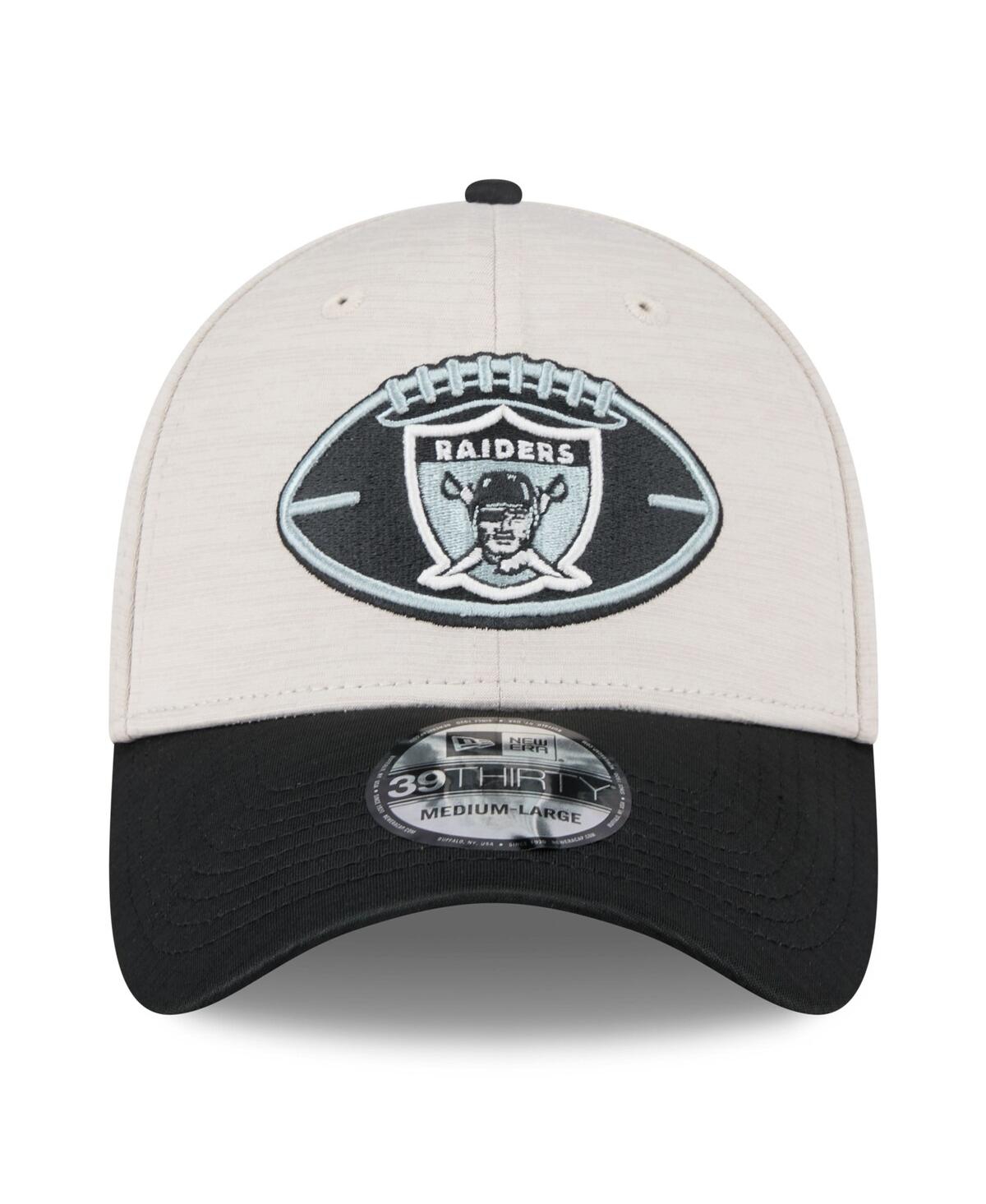 New Era Men'sBlack Las Vegas Raiders 2024 Sideline Historic 39THIRTY Flex Hat - Stone, Black