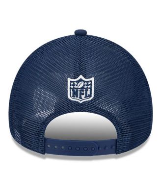 Men's Stone/Navy Dallas Cowboys 2024 Sideline Historic 9FORTY A-Frame Trucker Adjustable Hat