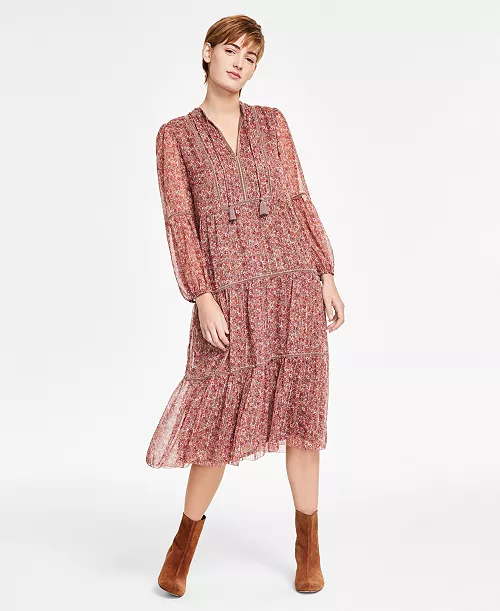 women's printed shine chiffon maxi dress