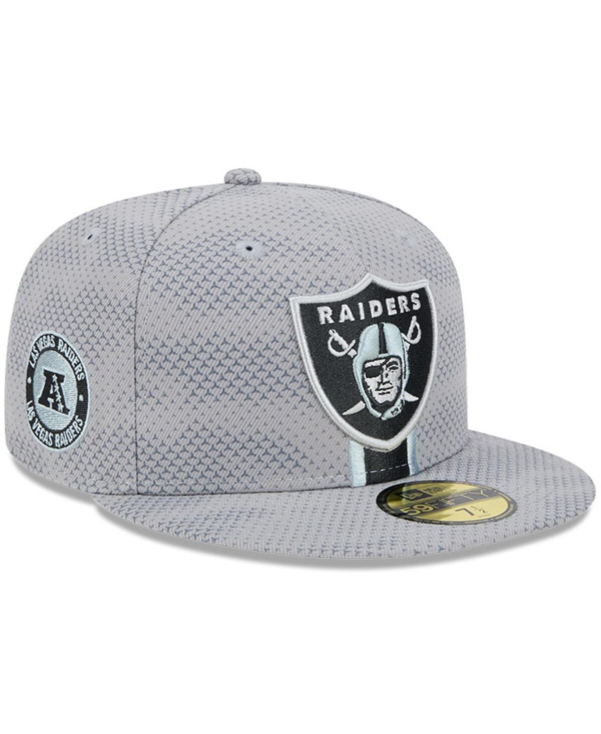 New Era Men's Gray Las Vegas Raiders 2024 Sideline 59fifty Fitted Hat In Gray
