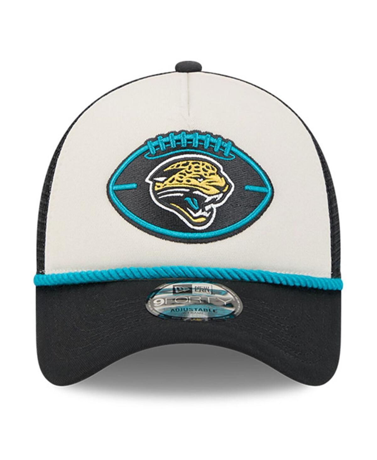 New Era Men's Stone/black Jacksonville Jaguars 2024 Sideline Historic 9forty A-frame Trucker Adjustable Hat In Stone,black