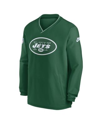 Men's Kelly Green New York Jets Throwback Logo Long-Sleeve V-Neck Wind shirt