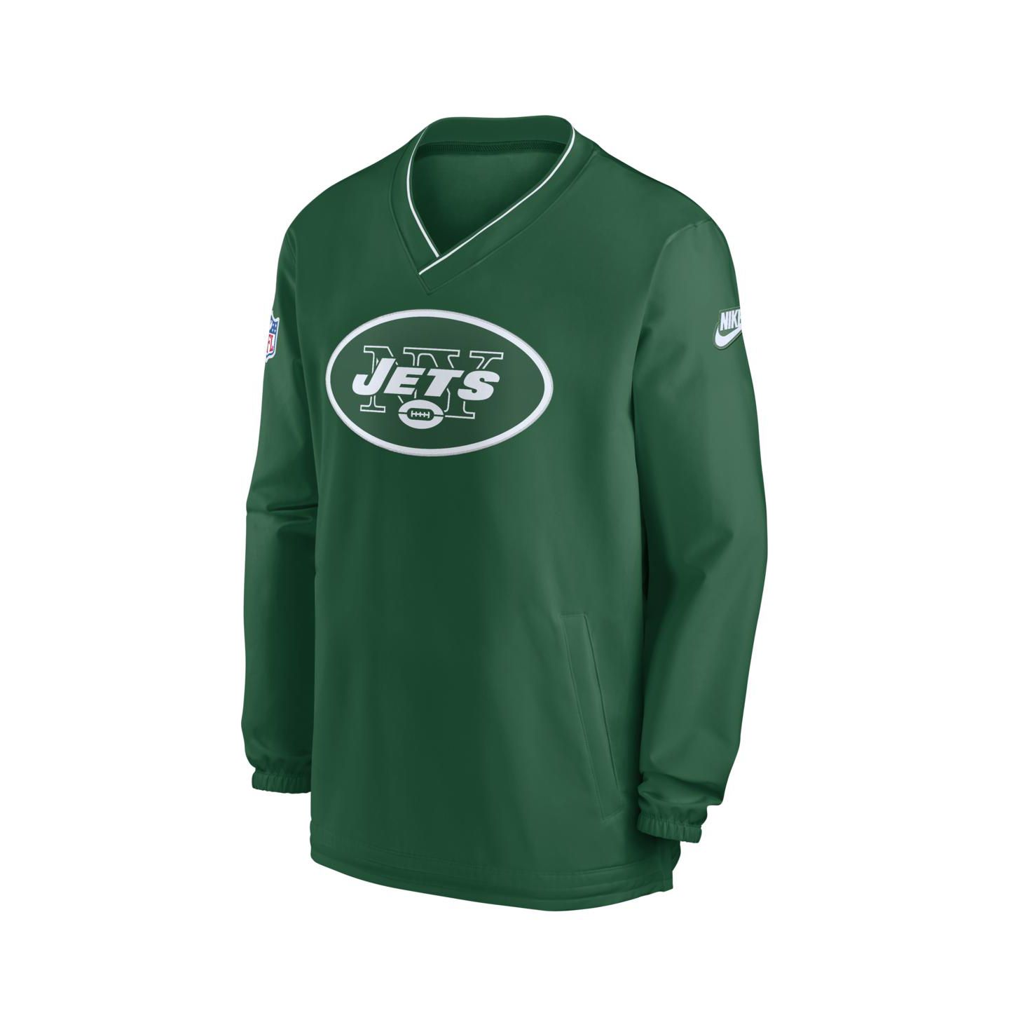 Мужская рубашка Nike Kelly Green New York Jets Throwback Logo Long-Sleeve V-Neck Wind — фото 2
