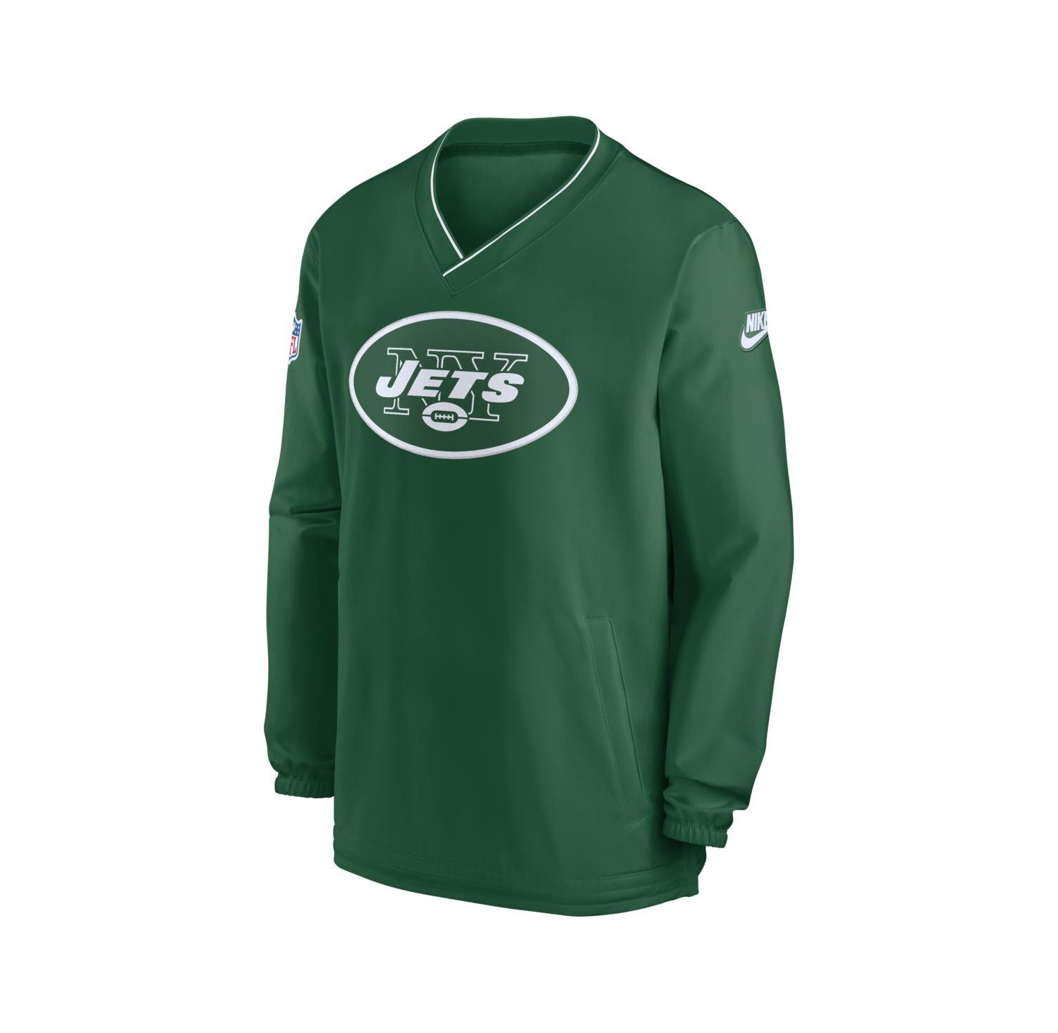 Men's Kelly Green New York Jets Throwback Logo Long-Sleeve V-Neck Wind shirt