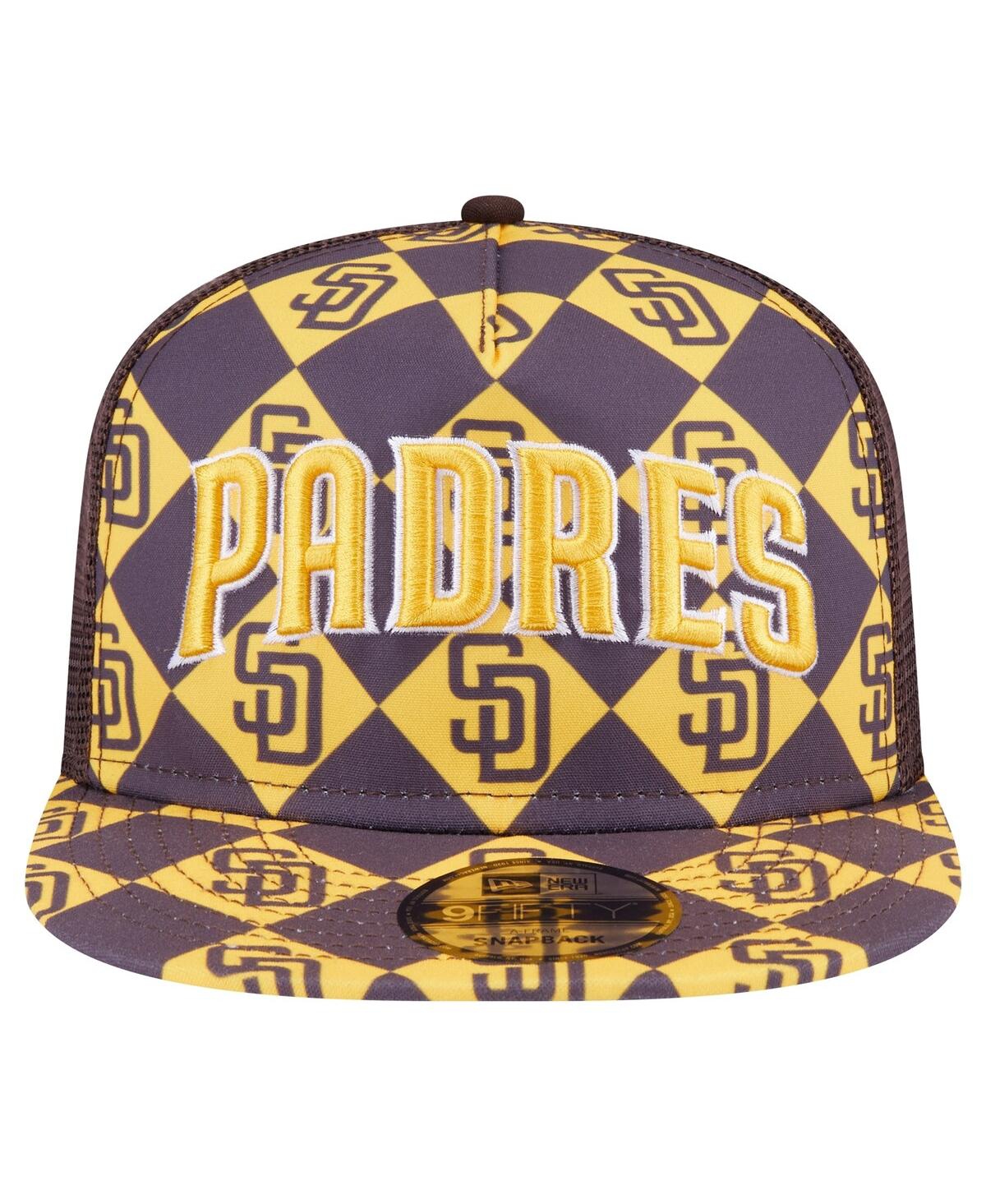 NEW ERA MEN'S BROWN SAN DIEGO PADRES SEEING DIAMONDS A-FRAME TRUCKER 9FIFTY SNAPBACK HAT 