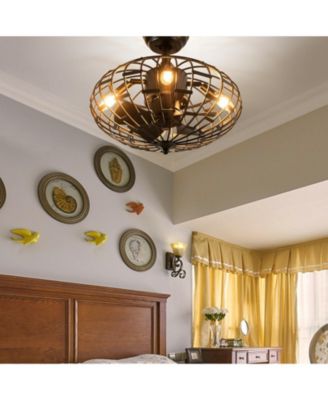 5 Blades Enclosed Ceiling Fan with Light and Remote Control-Black