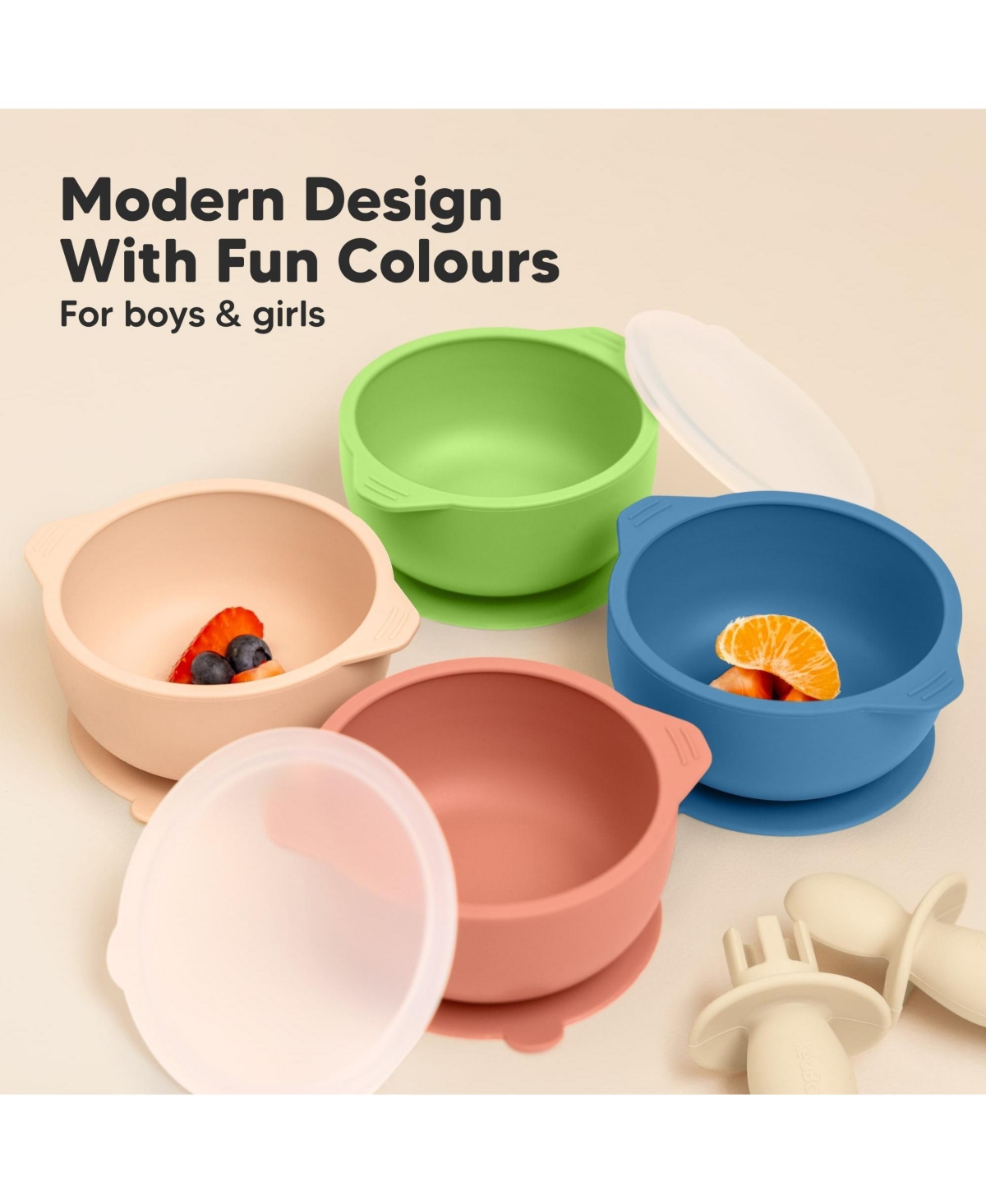 KeaBabies 2-Pack Prep Baby Bowls with Suctions & Lids, Silicone Bowls for Baby Boy, Girl, Toddler Suction Bowl, Kids Bowl Bpa-Free