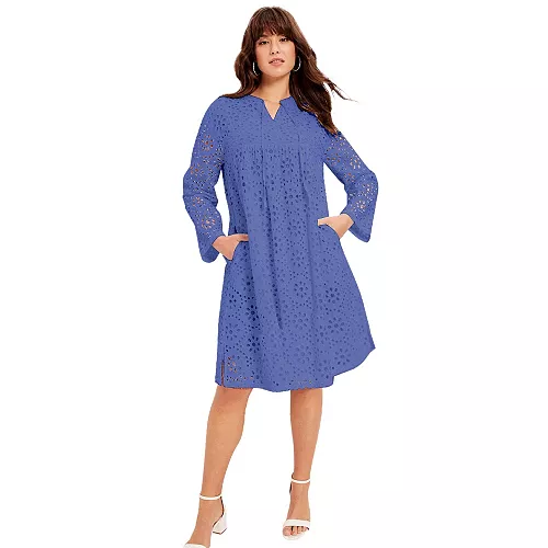 women's june + vie eyelet boardwalk shirtdress