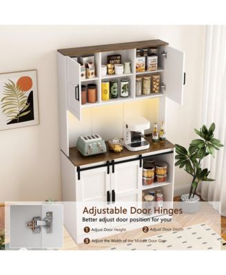 Farmhouse Bar Cabinet with Sliding Barn Door, Ample Storage