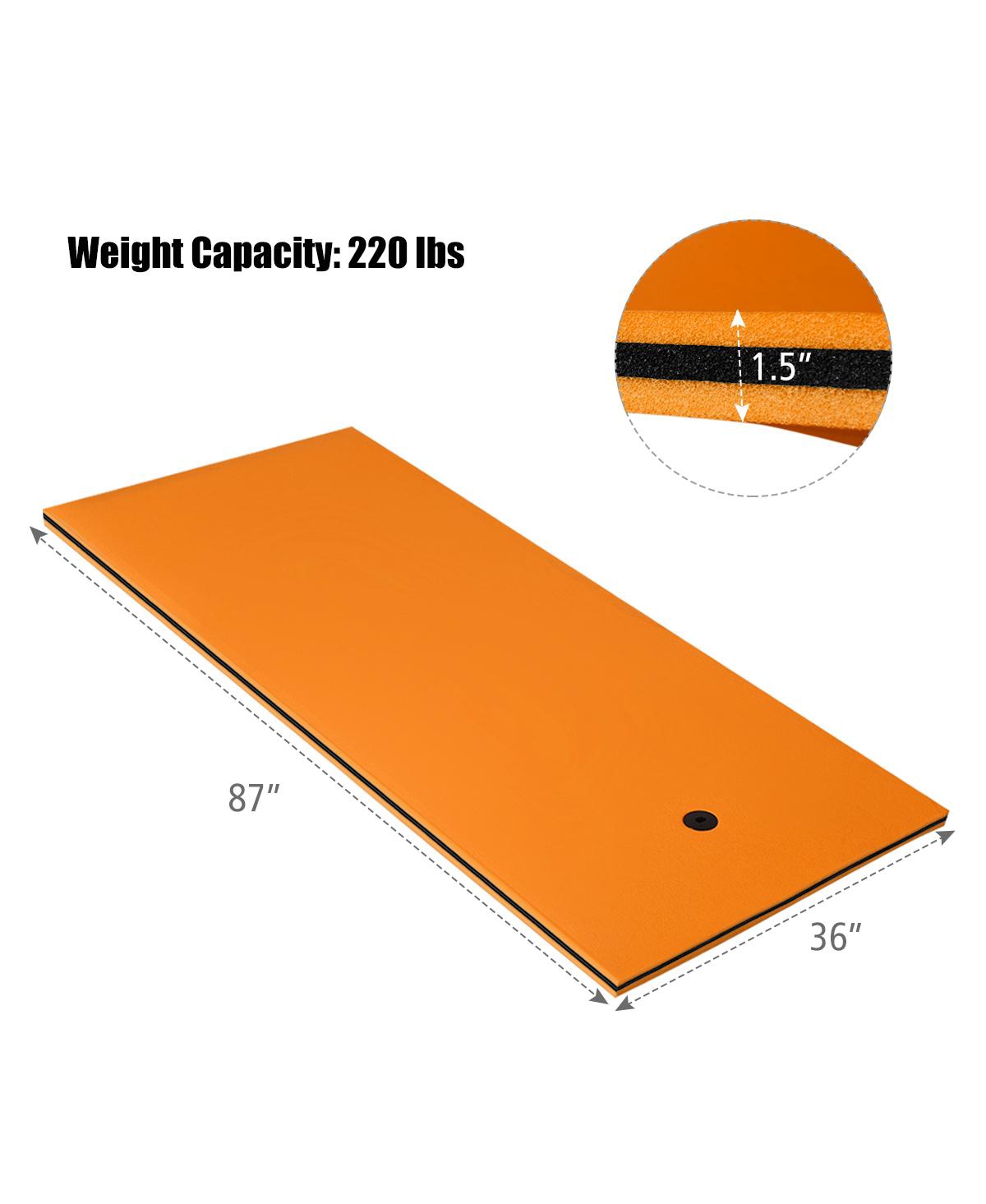 Costway 3-Layer Tear-proof Water Mat Floating Pad Island Water Sports Relaxing Blue - Orange+black
