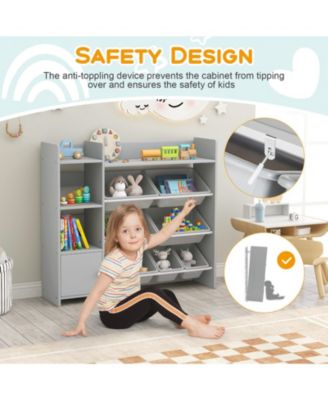 4-Tier Kids Bookshelf and Toy Storage Rack with 8 Toy Organizer Bins