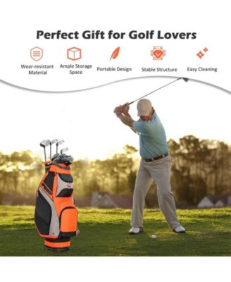 10.5 Inch Golf Stand Bag with 14 Way Dividers and 7 Zippered Pockets-Orange