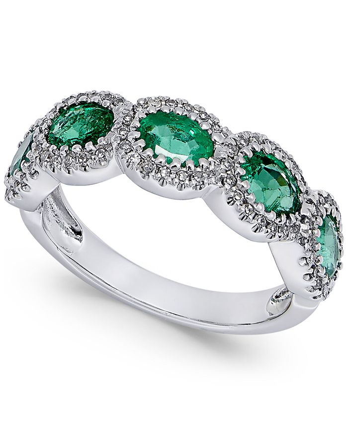 Macy's Emerald (1-1/10 ct. t.w.) and Diamond (1/5 ct. t.w.) Ring in 14k ...
