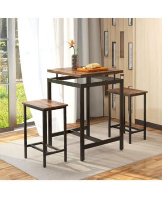 3 Pieces Pub Dining Table Set with Floating Tabletop and Footrest