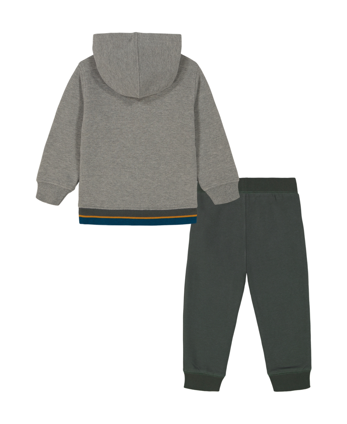 Kids Headquarters Toddler and Little Boys, Fleece Pieced Stripe Heather Hoodie Joggers, 2-Piece Set