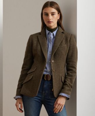 Lauren Ralph Lauren Women's Wool-Blend Herringbone Tweed Blazer