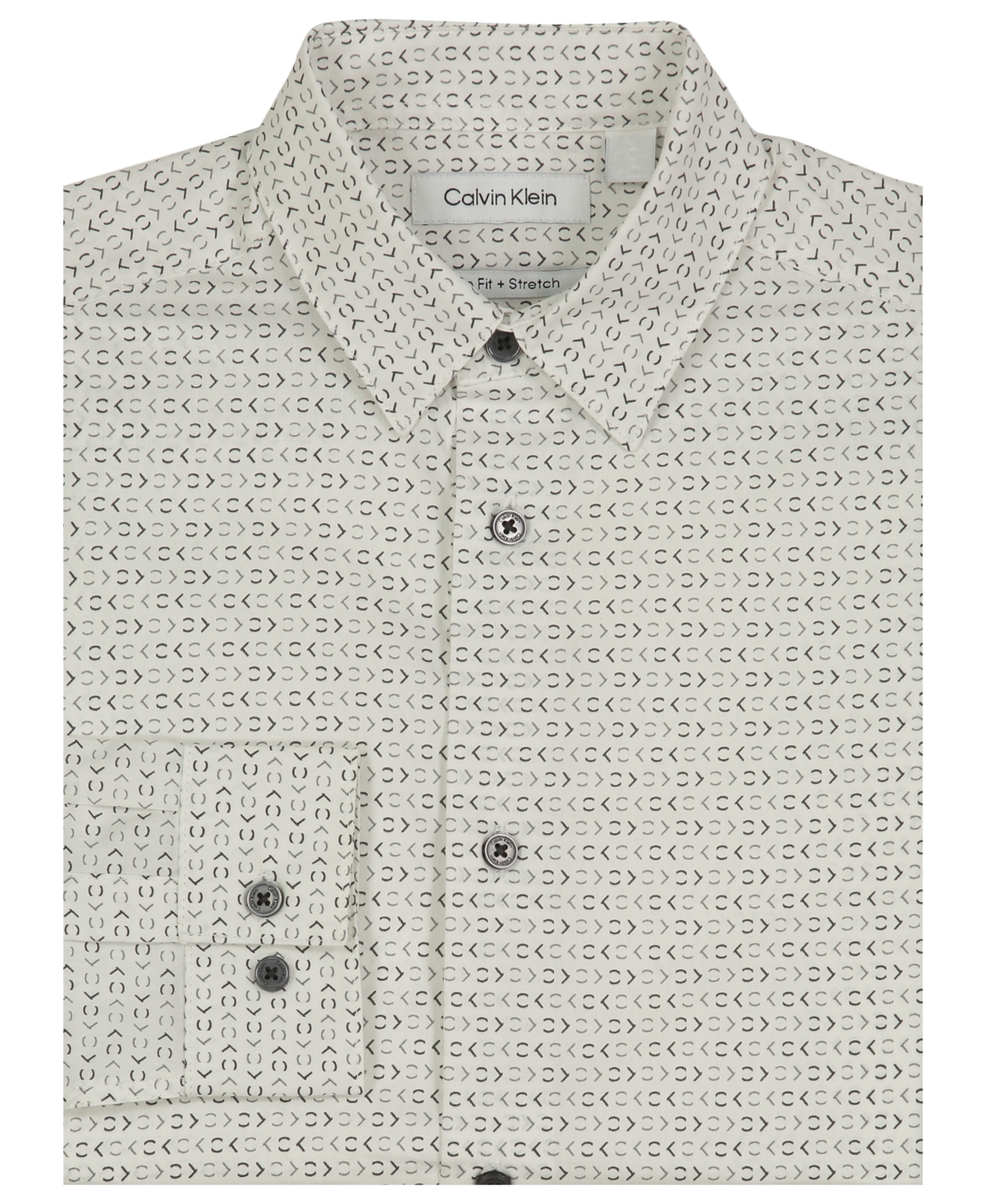 Calvin Klein Big Boys Long Sleeve Stretch Ck Glyph Print Shirt