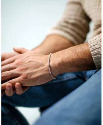 Men's Box Chain Bracelet 3mm Rhodium-Plated Sterling Silver