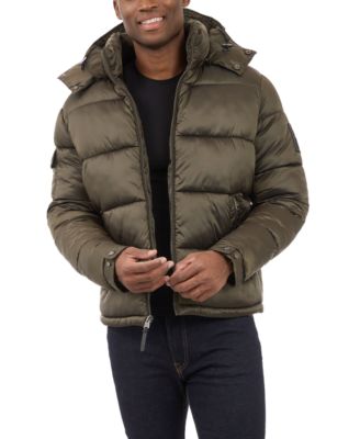 Men's Heavyweight Metallic Finish Hooded Puffer Jacket