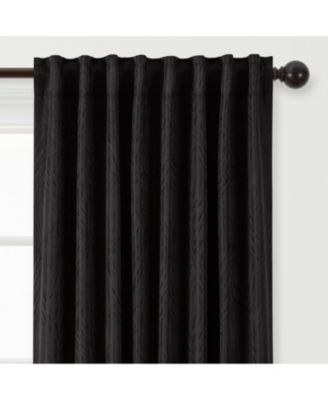 Premium 2-Panel Embossed Leaf Textured Curtains - Back Tab, Ring Tab - for Windows Living Room Bedroom - Partial Room Darkening Drapes for Privacy- 52 x 63 Inches - Dusty Blue