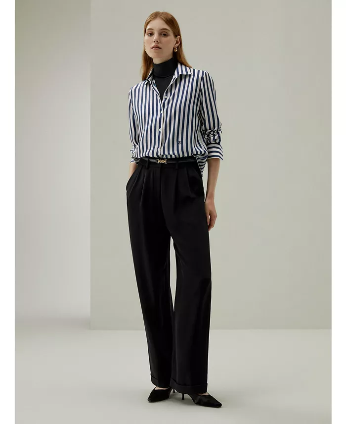 Women's Classic Striped Silk Regular Fit Shirt - thumbnail 10
