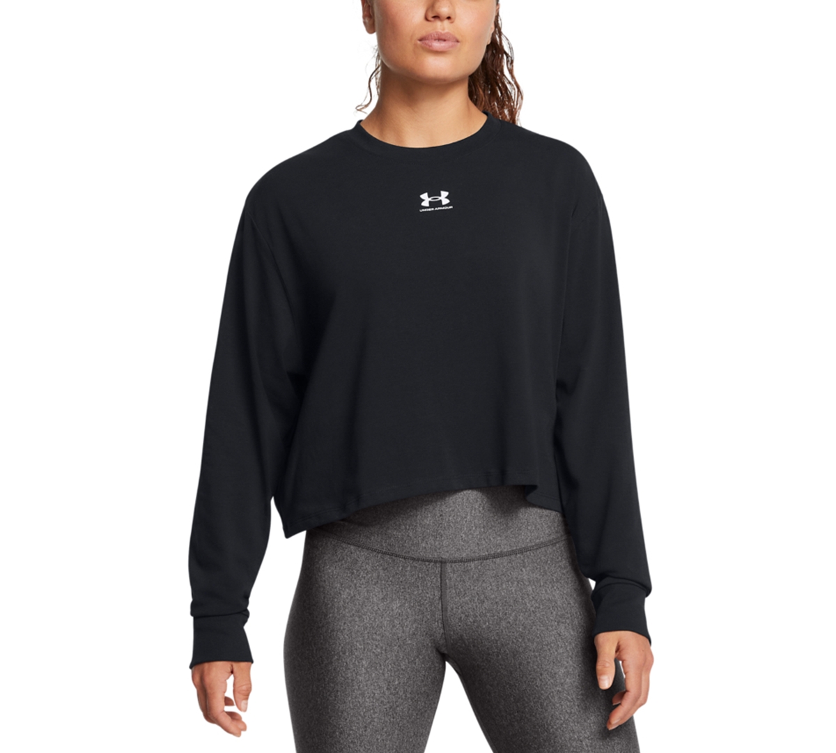 Women's Active Campus Boxy Cropped Long-Sleeve T-Shirt - White
