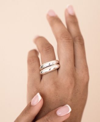 Silver Plated Dome Ring Set