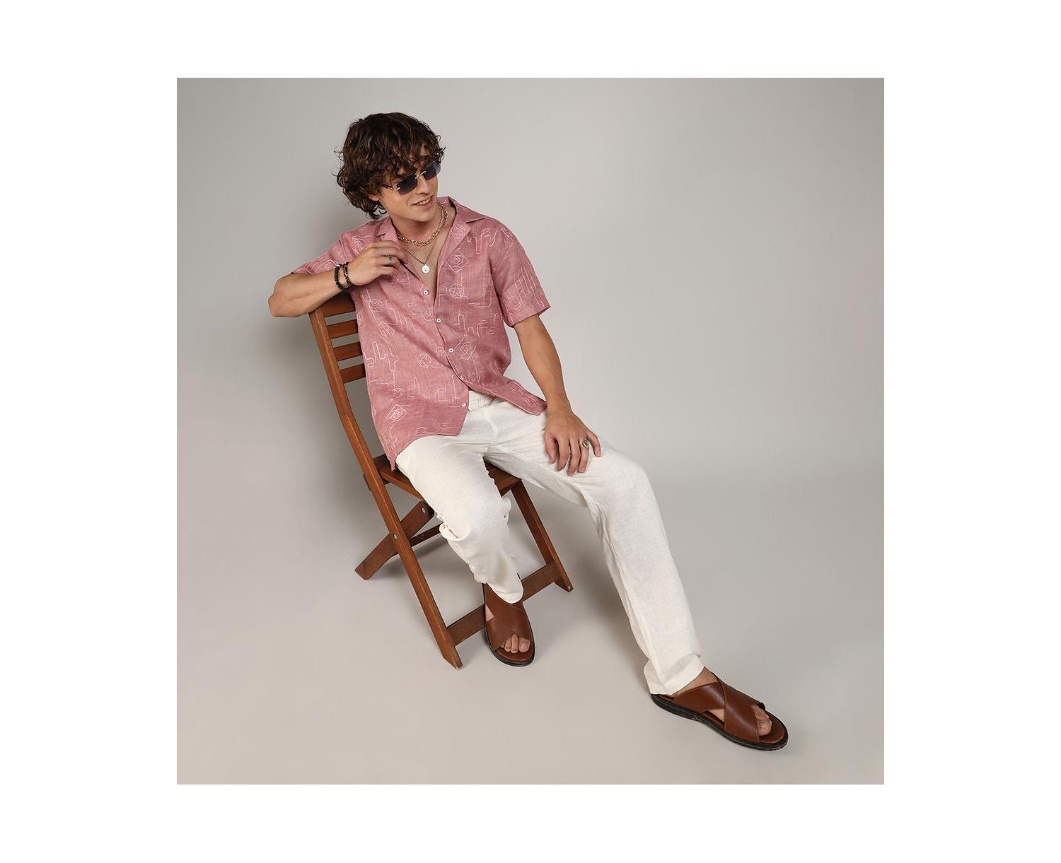 Men's Rouge Pink Embroidered Lined Shirt