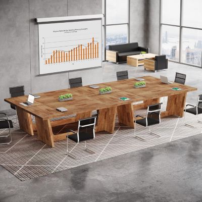6.5FT Conference Room Table: Large Rectangular Meeting Seminar Table for 6-8 People, Wood Long Training Table with Heavy-Duty Frame, Business Table for Office