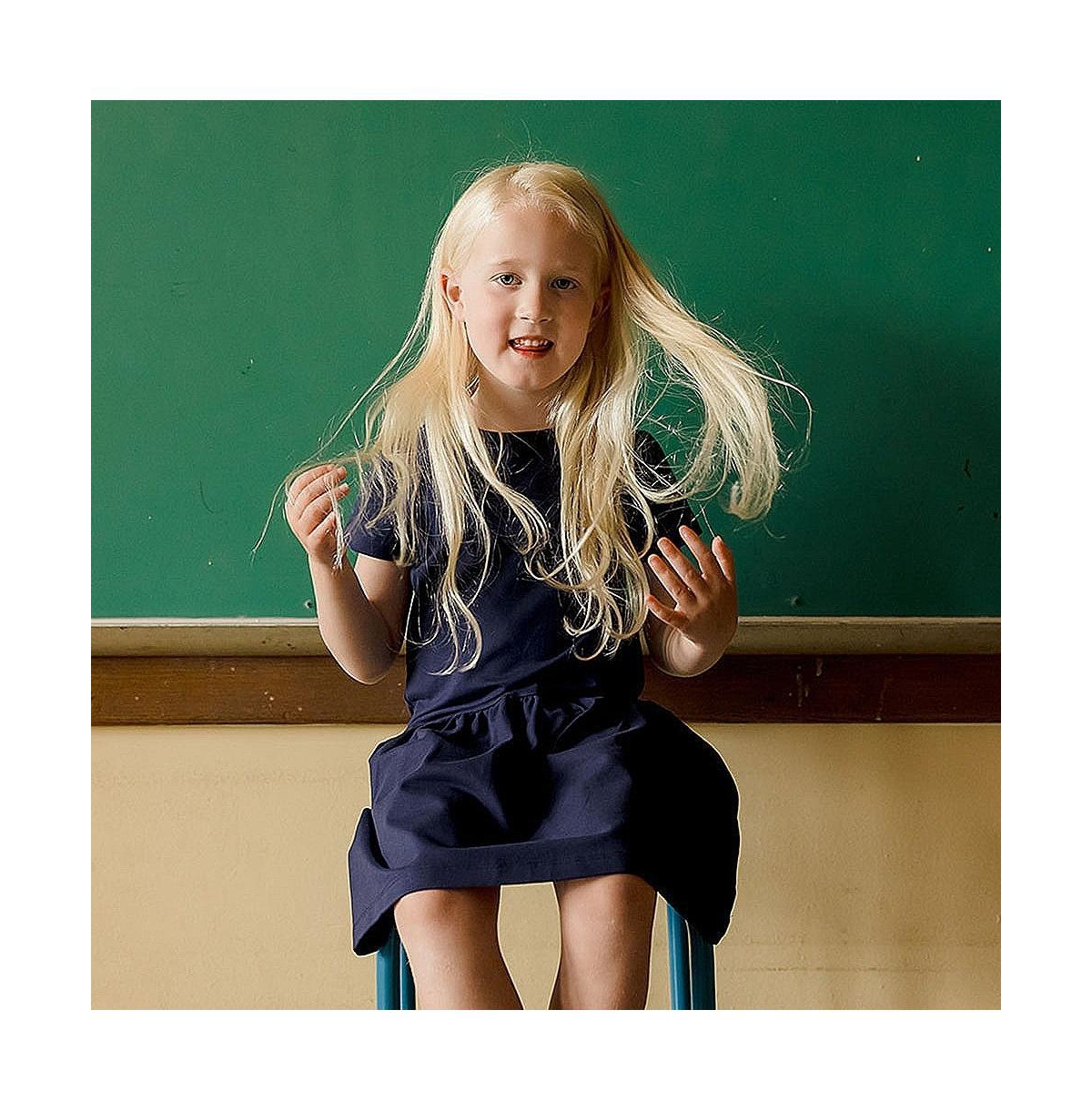 Mightly Girls Fair Trade Organic Cotton Short Sleeve Drop Waist Dress, - Xx-Large (14),- Navy