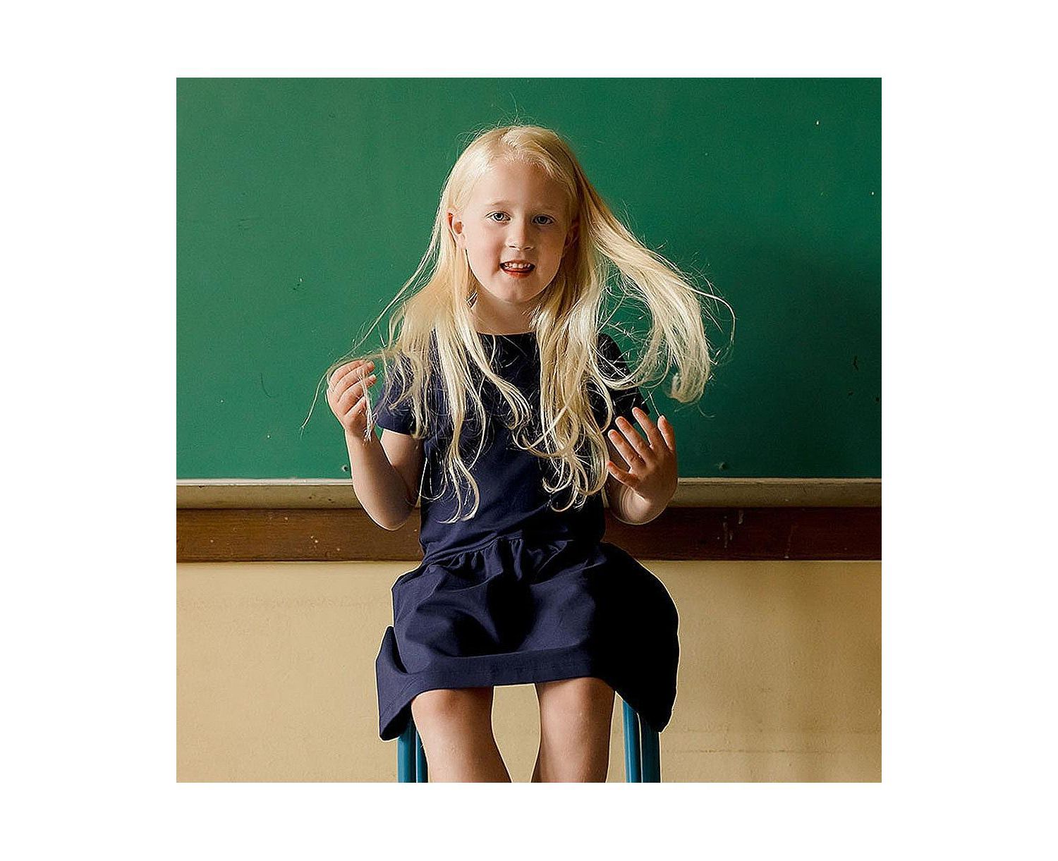 Girls Fair Trade Organic Cotton Short Sleeve Drop Waist Dress
