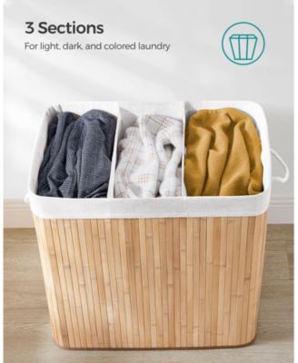 3-Section Laundry Hamper with Lid