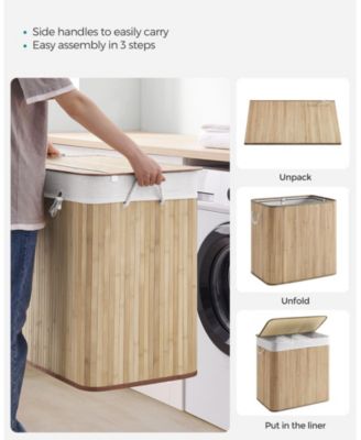 3-Section Laundry Hamper with Lid