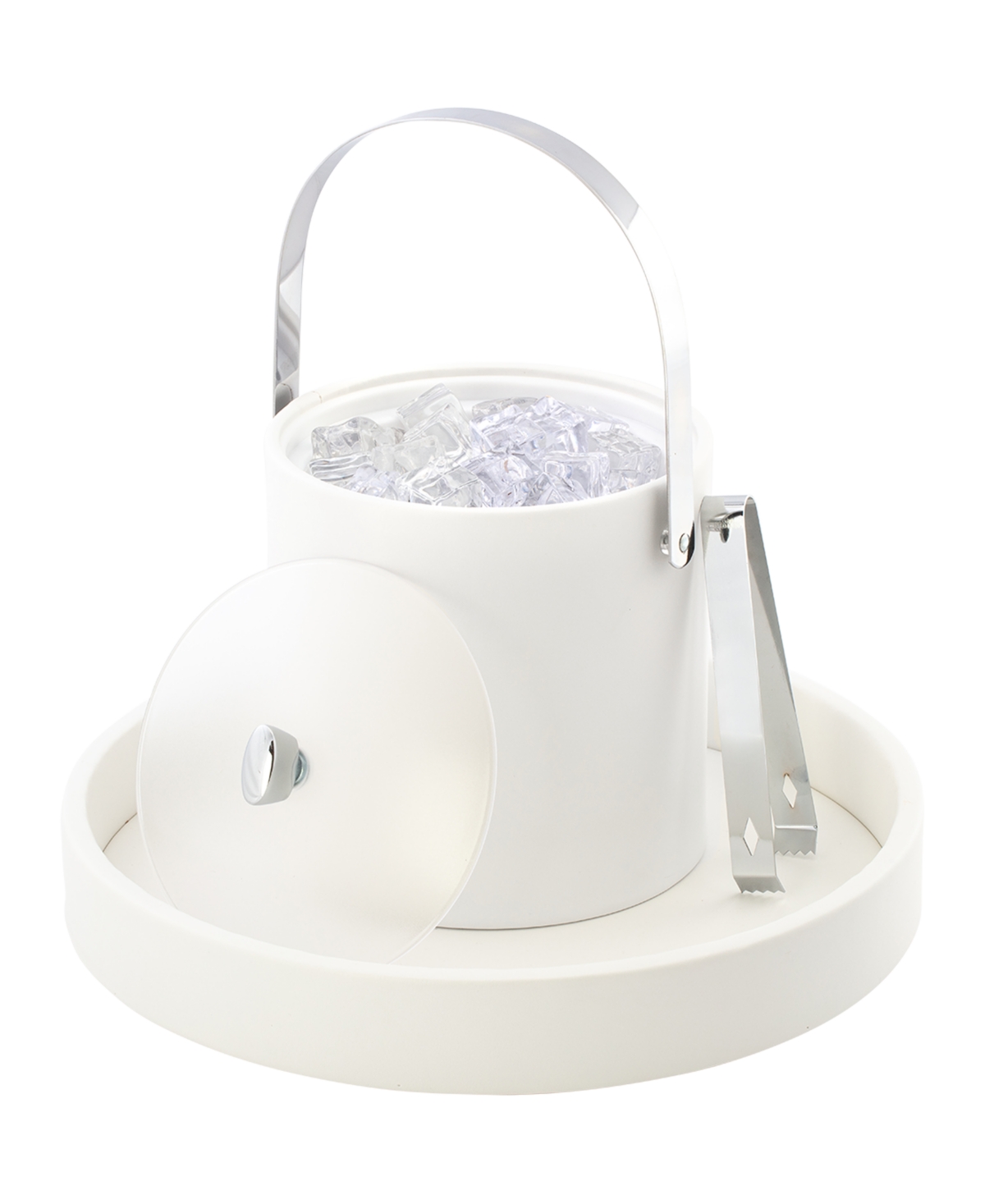 Kraftware Arc Ice Bucket And Ice Tong, 3 Quart In White