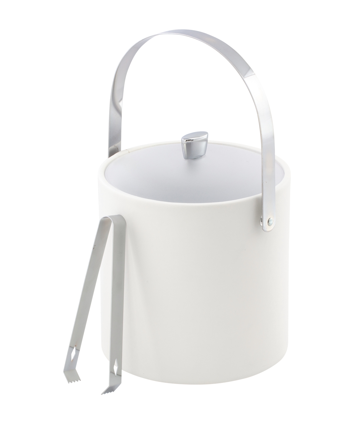 Kraftware Arc Ice Bucket And Ice Tong, 3 Quart In White
