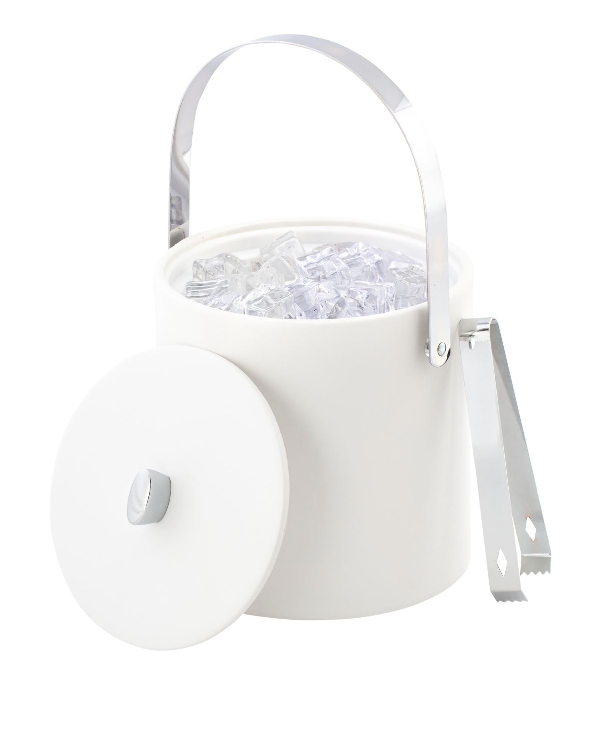 Kraftware Dorchester Ice Bucket And Ice Tong, 3 Quart In White