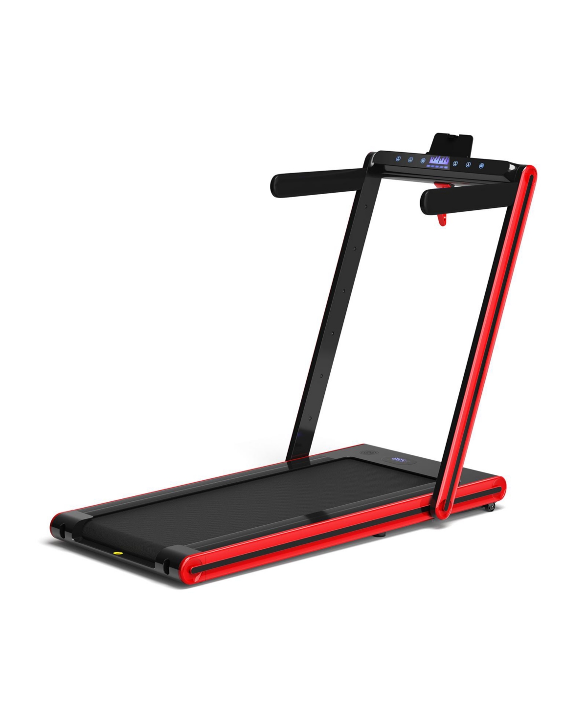 2-in-1 Folding Treadmill with Dual Led Display-Red - Red