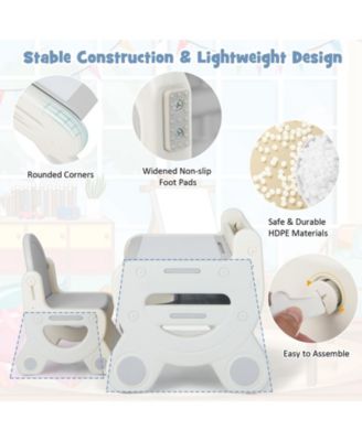 Kids Drawing Table and Chair Set for Reading Playing with Pens and Blackboard Eraser